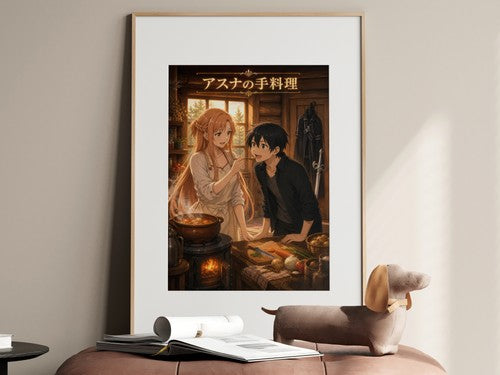 Sword Art Online Sao06 Asuna Cooking Kirito Domestic Warm Key Visual Anime Poste