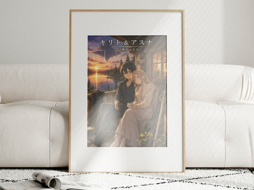 Sword Art Online Sao04 Kirito Asuna Log Home Porch Golden Hour Romance Anime Pos