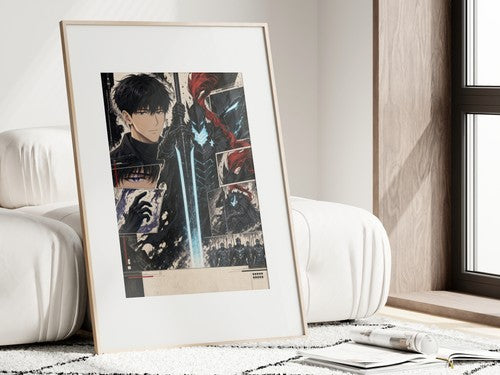 Solo Leveling Sl59 Jinwoo Igris Manga Editorial Collage Anime Poster