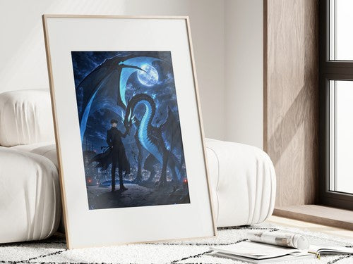 Solo Leveling Sl57 Jinwoo Kaisel Rooftop Landing Anime Poster