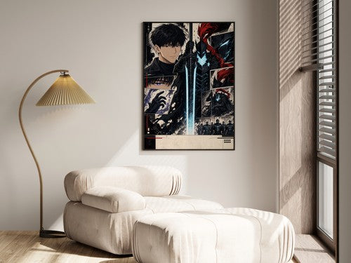 Solo Leveling Sl59 Jinwoo Igris Manga Editorial Collage Anime Poster