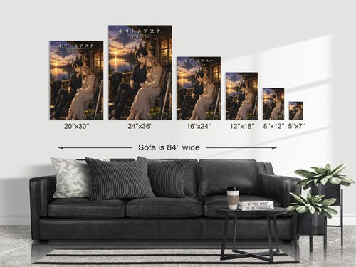 Sword Art Online Sao04 Kirito Asuna Log Home Porch Golden Hour Romance Anime Pos