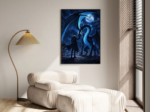 Solo Leveling Sl57 Jinwoo Kaisel Rooftop Landing Anime Poster