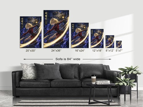Solo Leveling Sl08 Haein Red Battle Suit Combat Cinematic Manhwa Anime Poster