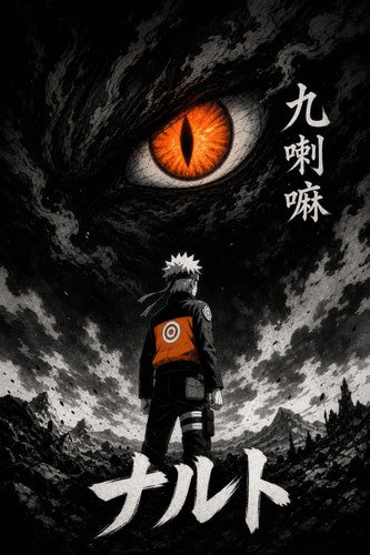 Naruto Nrw01 Naruto Kurama Bw Minimal Winner Format Anime Poster