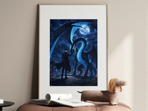 Solo Leveling Sl57 Jinwoo Kaisel Rooftop Landing Anime Poster