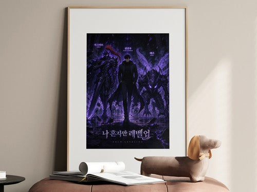 Solo Leveling Sl04 Jinwoo Igris Beru Named Shadows Cinematic Manhwa Anime Poster