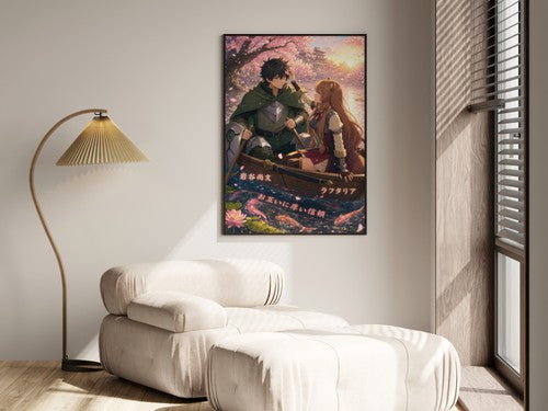 The Rising of the Shield Hero Romance Plus Cherry Blossom Boat Anime Poster
