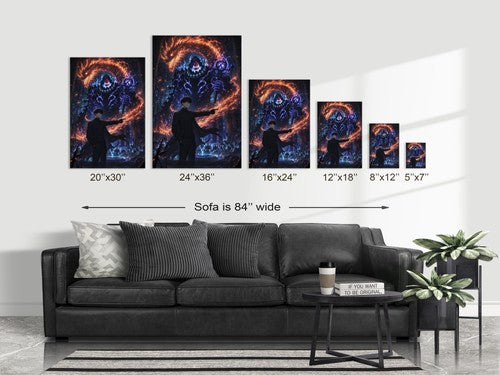 Solo Leveling Sl56 Jinwoo Tusk Hellfire General Anime Poster