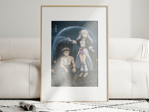 Unframed poster on wall