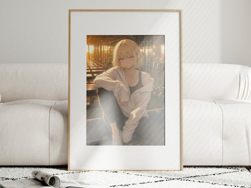 Anime Haein Hoodie Slip Bench Golden Hour Warm Backlight Anime Poster