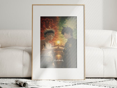 Unframed poster on wall