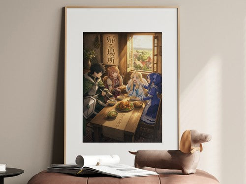 The Rising of the Shield Hero Found Family Dinner Warm Ensemble Anime Poster