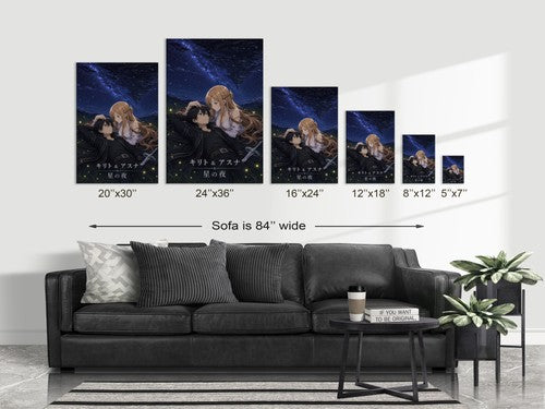 Sword Art Online Sao07 Kirito Asuna Stargazing Night Sky Romance Anime Poster