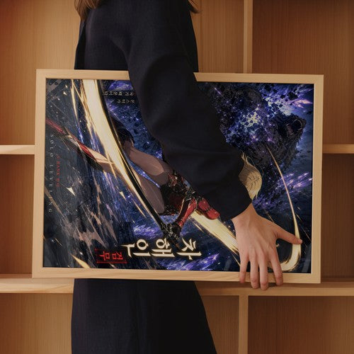 Solo Leveling Sl05 Haein Red Armor Raid Combat Cinematic Manhwa Anime Poster