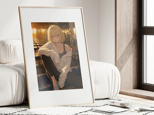 Anime Haein Hoodie Slip Bench Golden Hour Warm Backlight Anime Poster