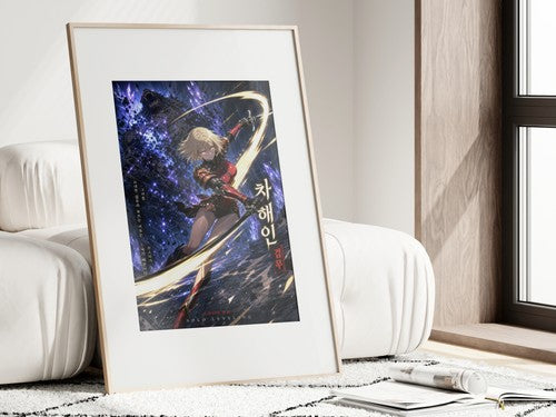 Solo Leveling Sl05 Haein Red Armor Raid Combat Cinematic Manhwa Anime Poster