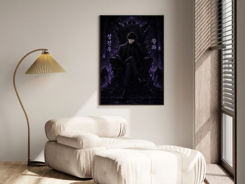 Solo Leveling Sl46 Jinwoo Shadow Throne Anime Poster