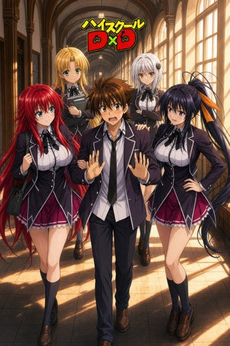 High School DxD P17 Issei Hallway Harem Anime Poster