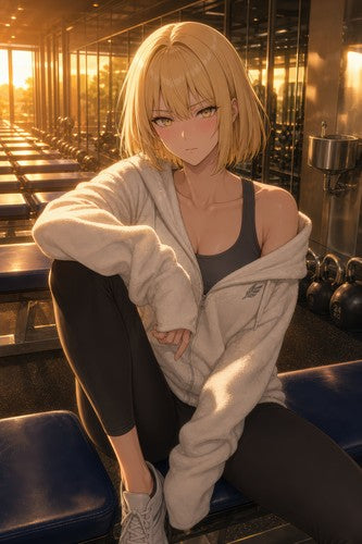 Anime Haein Hoodie Slip Bench Golden Hour Warm Backlight Anime Poster