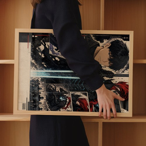 Solo Leveling Sl59 Jinwoo Igris Manga Editorial Collage Anime Poster