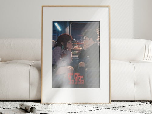 Unframed poster on wall