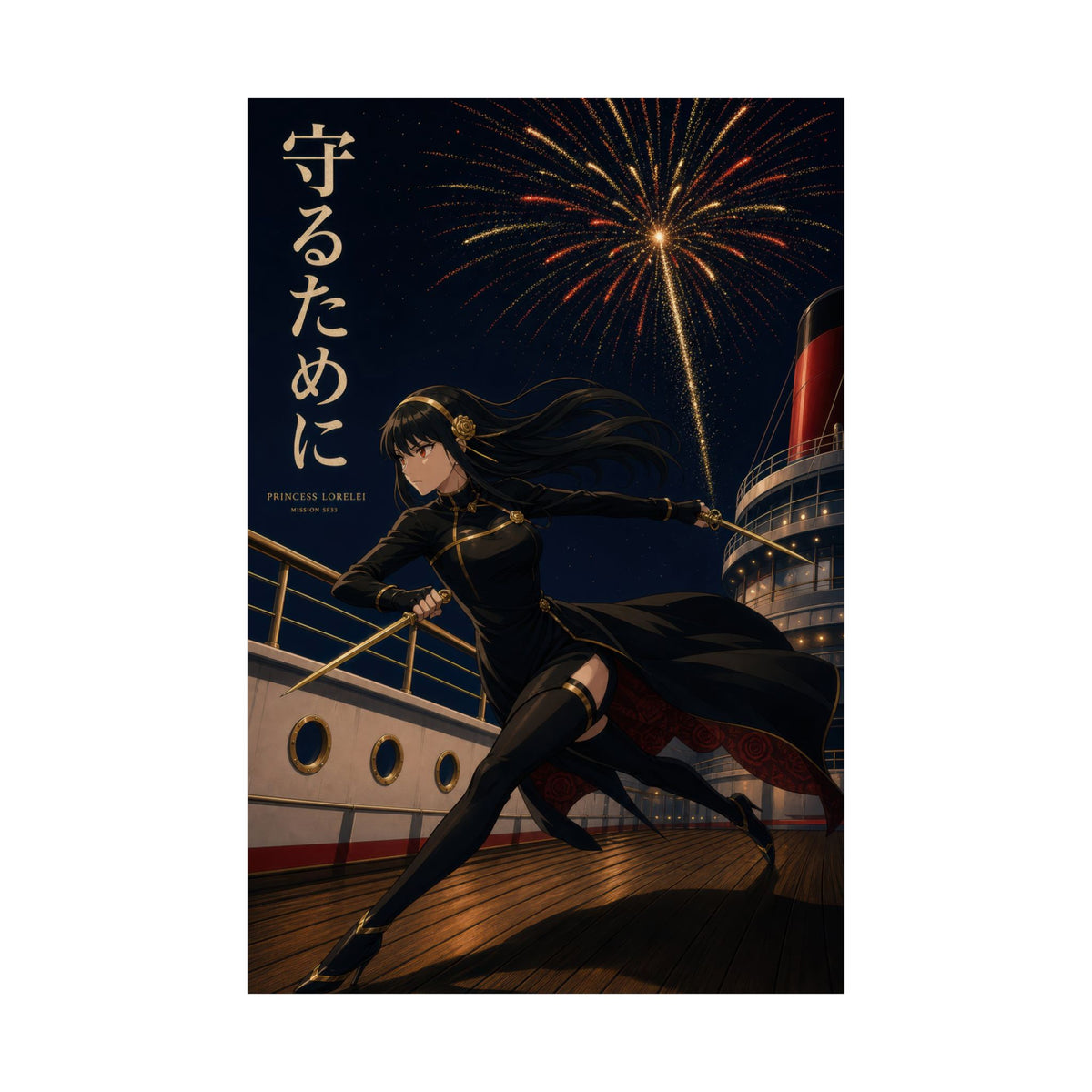 Spy x Family Yor Cruise Fireworks Protection Simplified Luxury Action Poster Ani