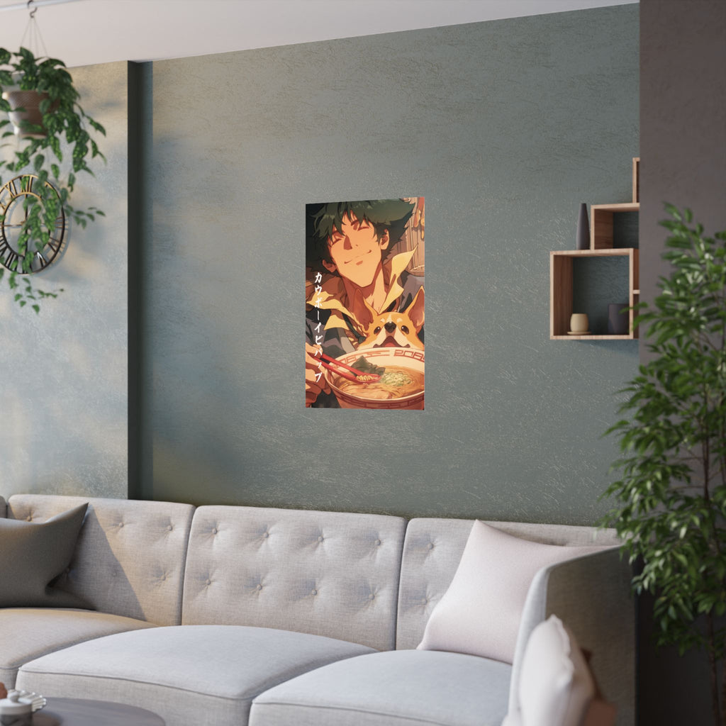 Cowboy Bebop Spike Corgi Ramen Anime Poster