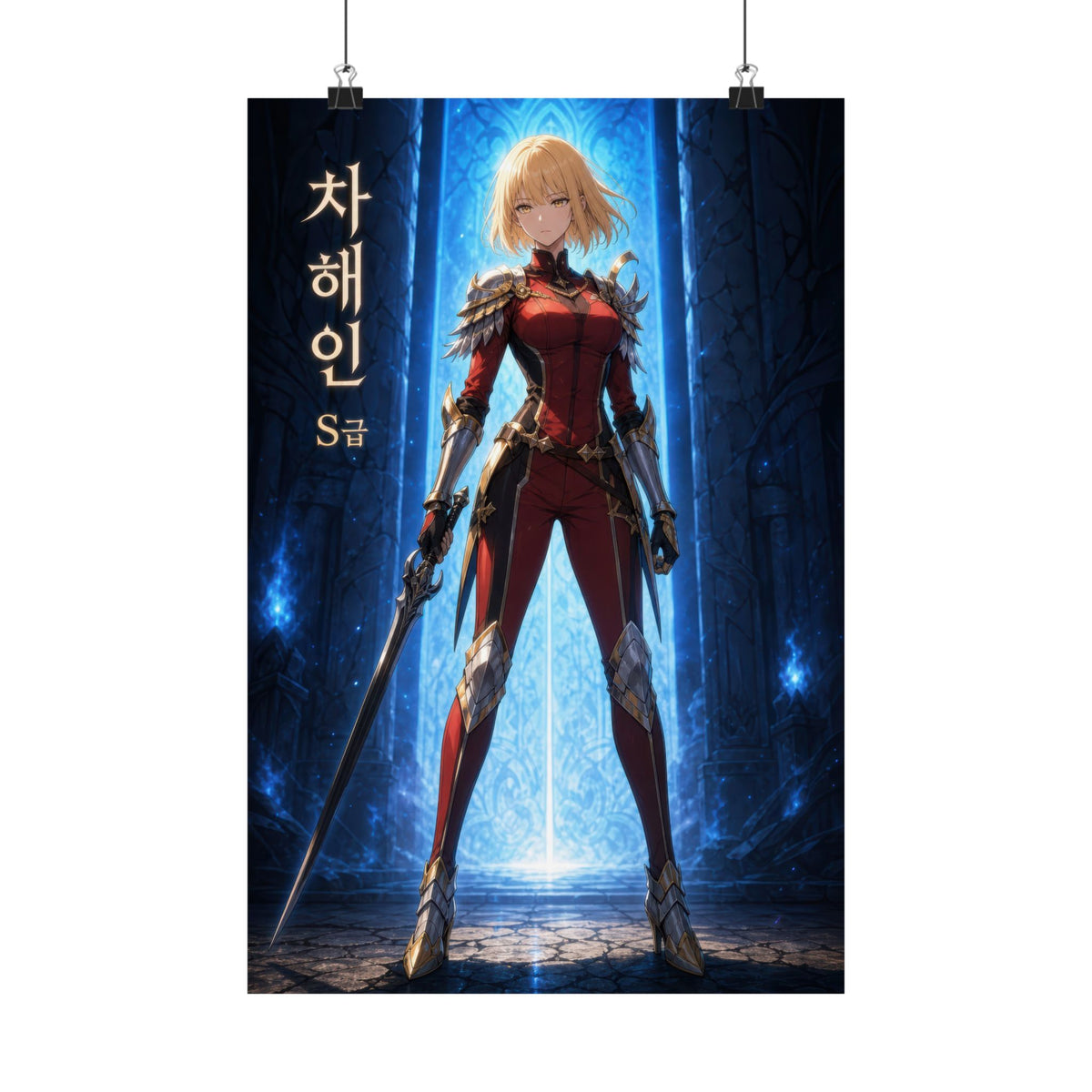 Solo Leveling Sl51 Haein Red Armor Editorial Anime Poster