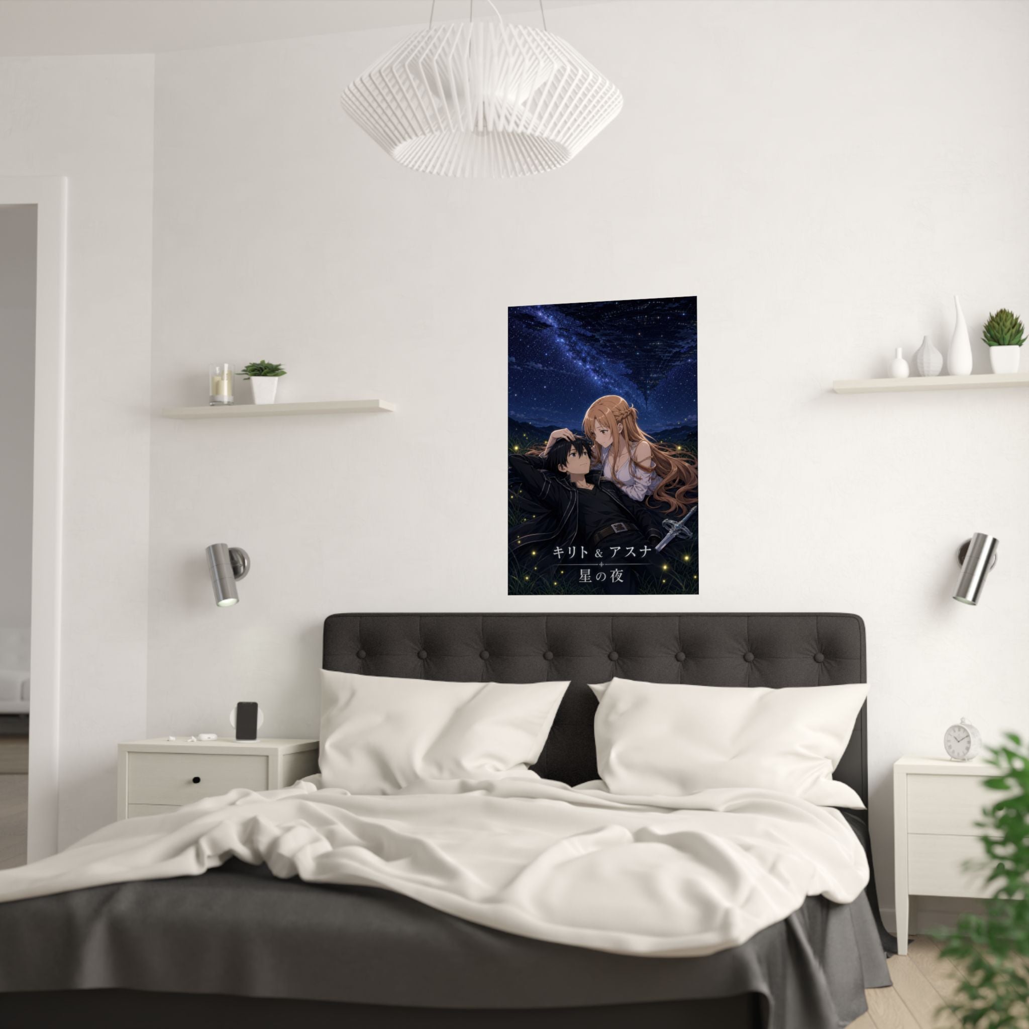 Sword Art Online Sao07 Kirito Asuna Stargazing Night Sky Romance Anime Poster