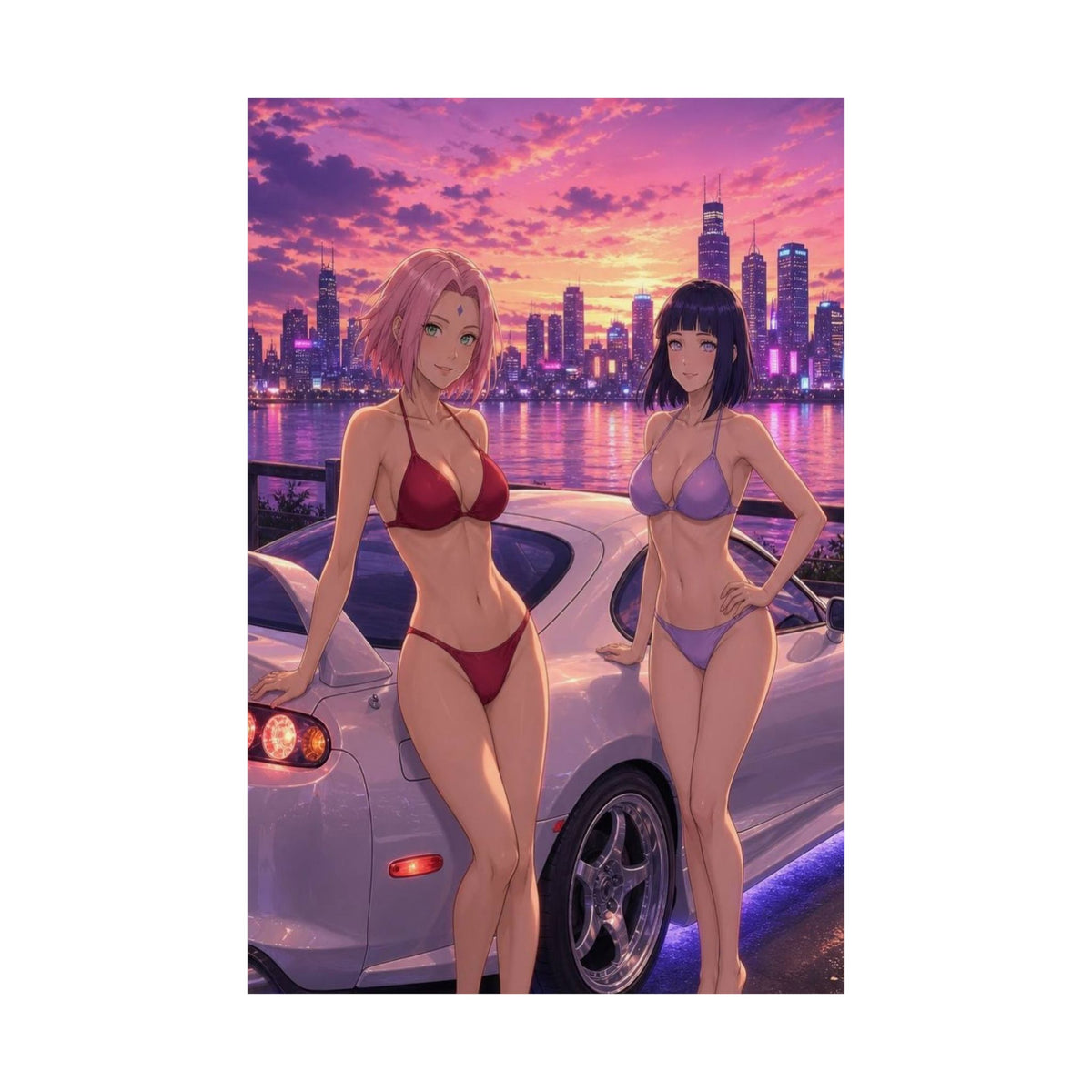 Sakura Hinata Naruto Anime Poster Ninja Sisters Art Print