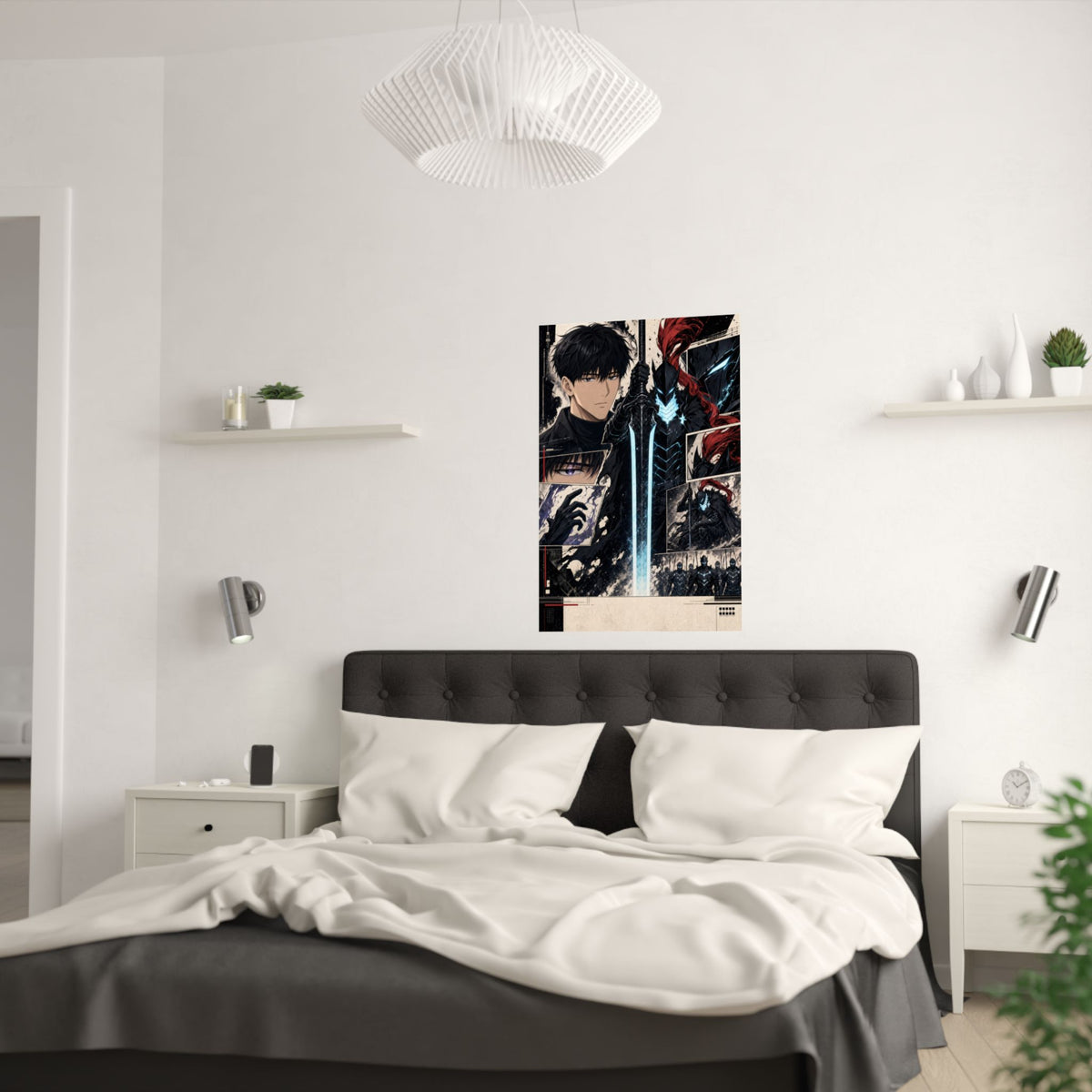 Solo Leveling Sl59 Jinwoo Igris Manga Editorial Collage Anime Poster