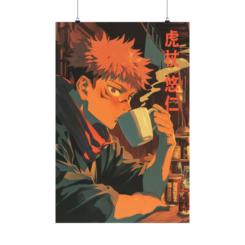 Jujutsu Kaisen Yuji Itadori Coffee Anime Poster
