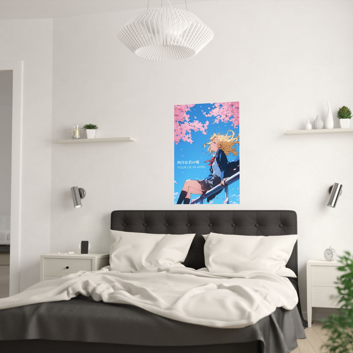 Your Lie in April Kaori Cherry Blossoms and Sky Anime Poster