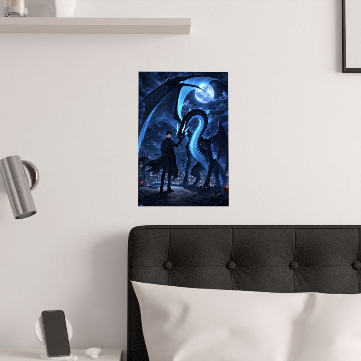 Solo Leveling Sl57 Jinwoo Kaisel Rooftop Landing Anime Poster