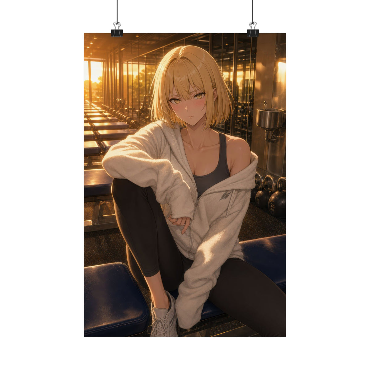 Anime Haein Hoodie Slip Bench Golden Hour Warm Backlight Anime Poster
