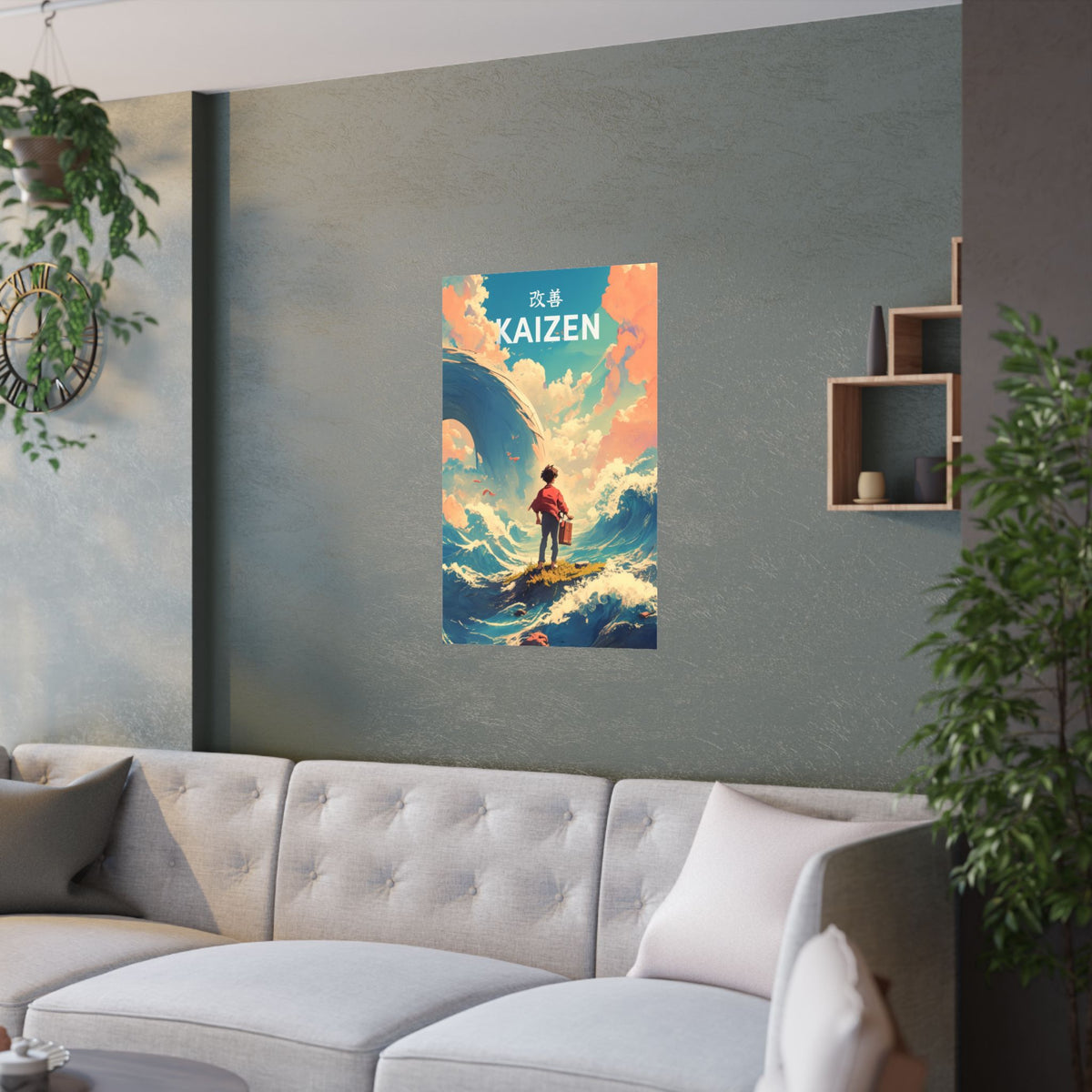 Water Mizu - Boy Ocean Waves Anime Poster