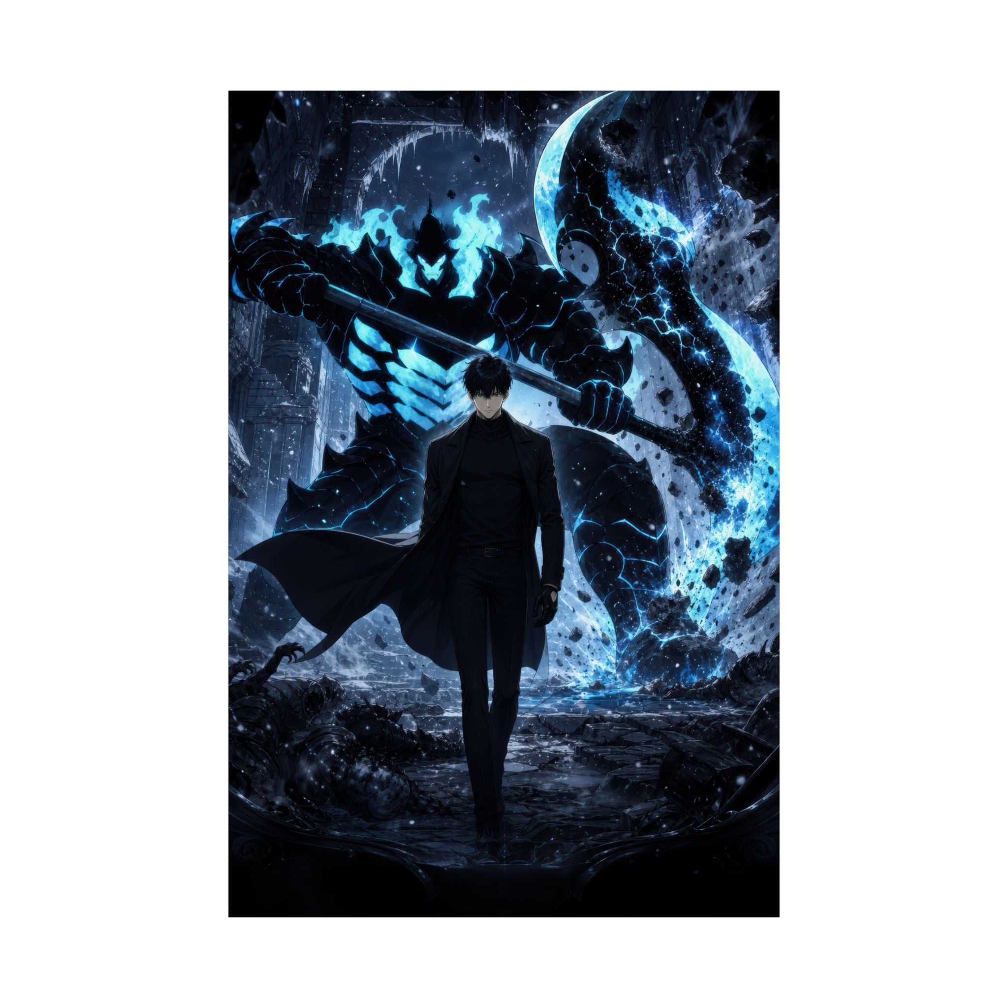 Solo Leveling Sl54 Jinwoo Iron The Wall Anime Poster