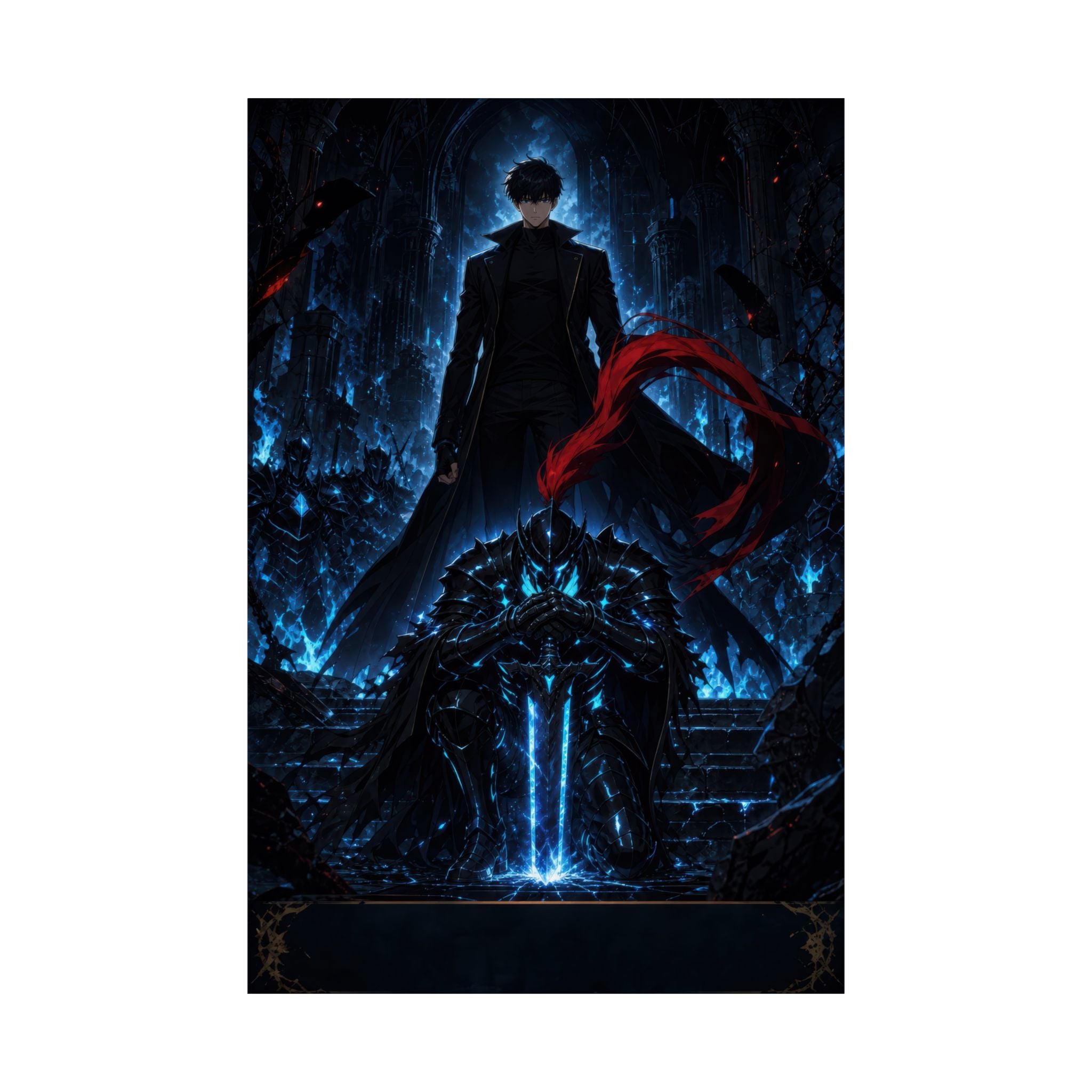 Solo Leveling Sl53 Jinwoo Igris First Knight Anime Poster