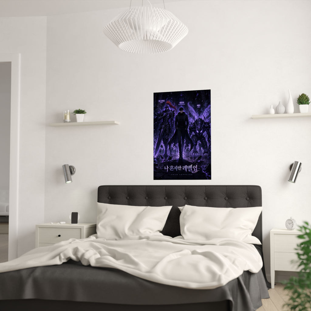 Solo Leveling Sl04 Jinwoo Igris Beru Named Shadows Cinematic Manhwa Anime Poster