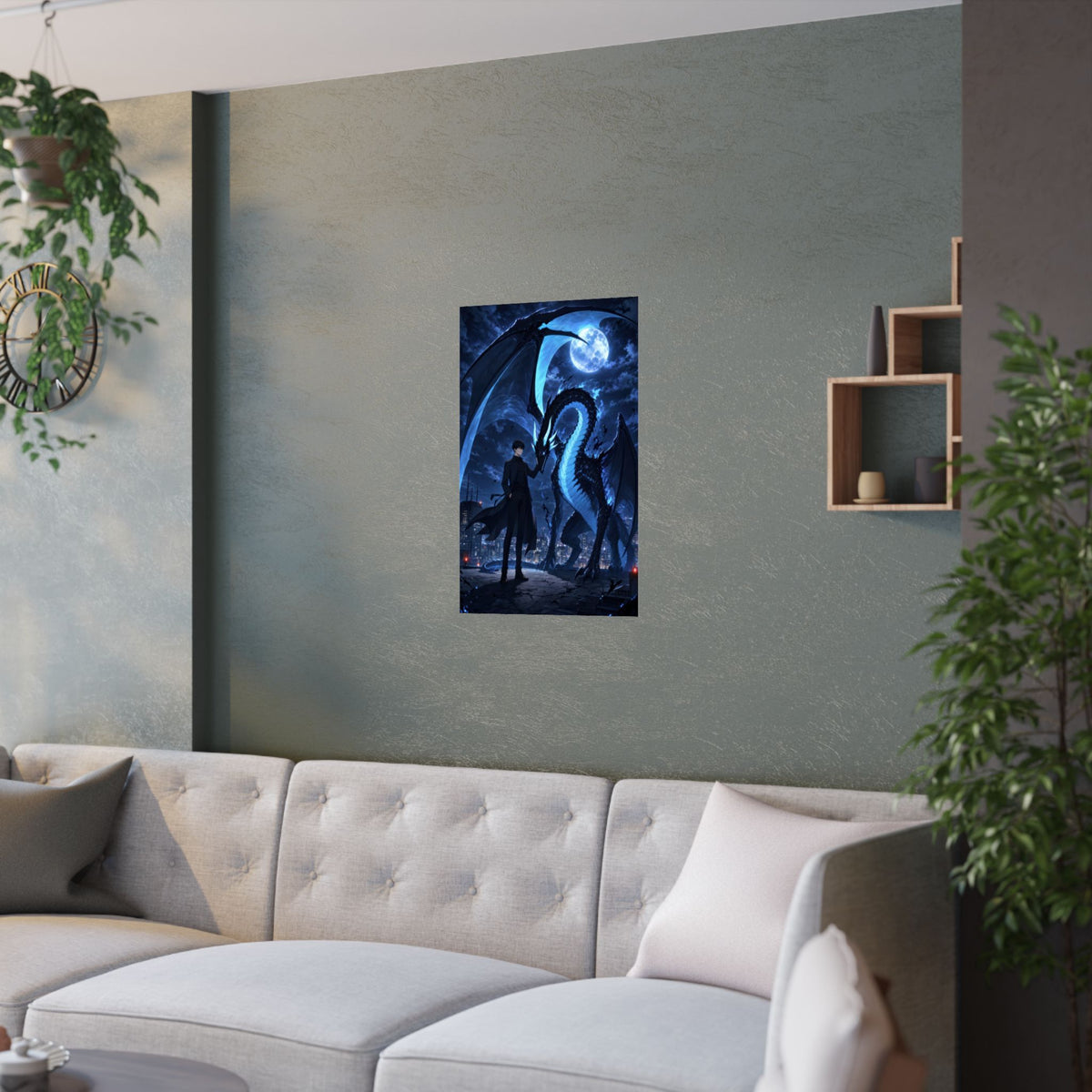 Solo Leveling Sl57 Jinwoo Kaisel Rooftop Landing Anime Poster