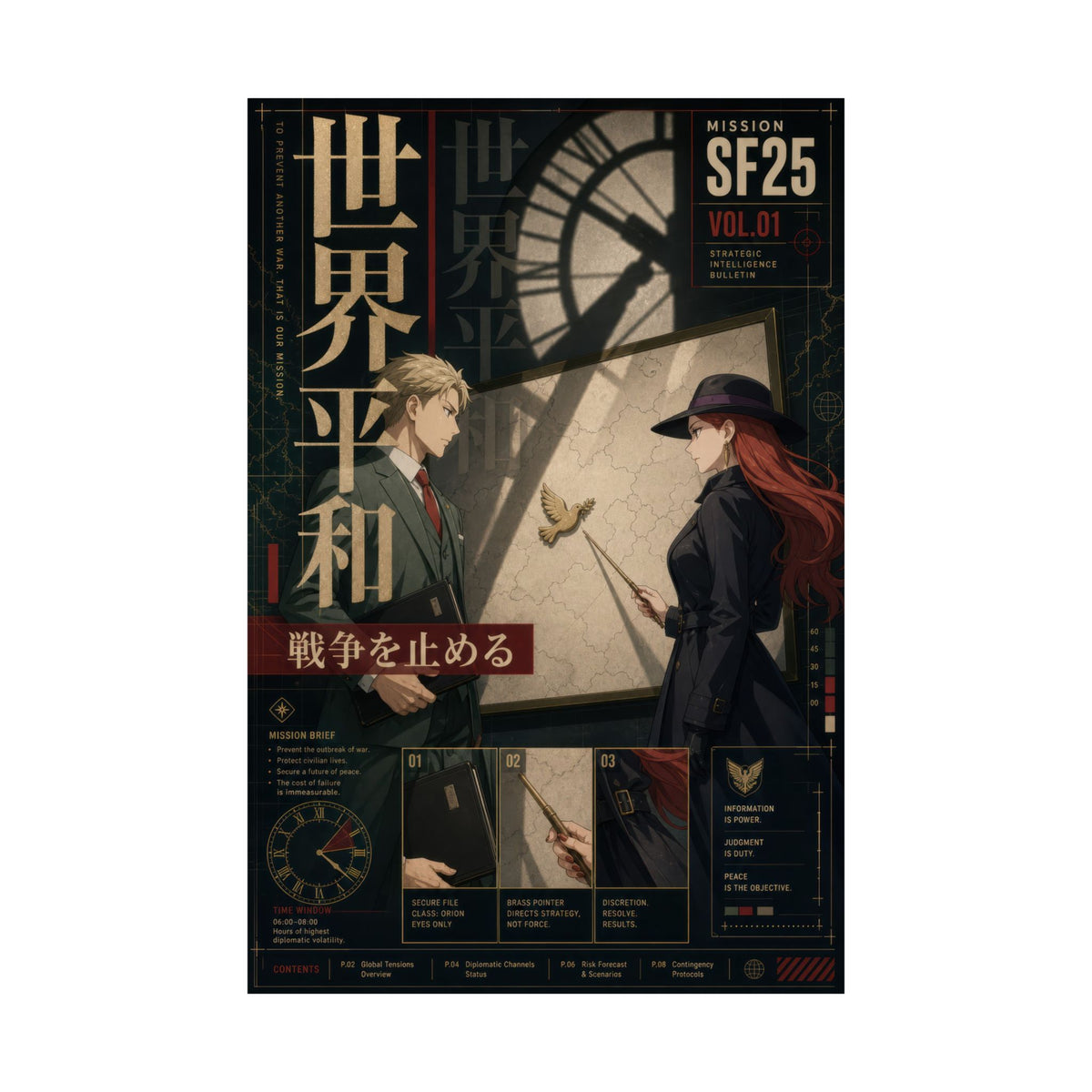 Loid Spy x Family Anime Poster Sylvia World Peace Briefing Wall Art