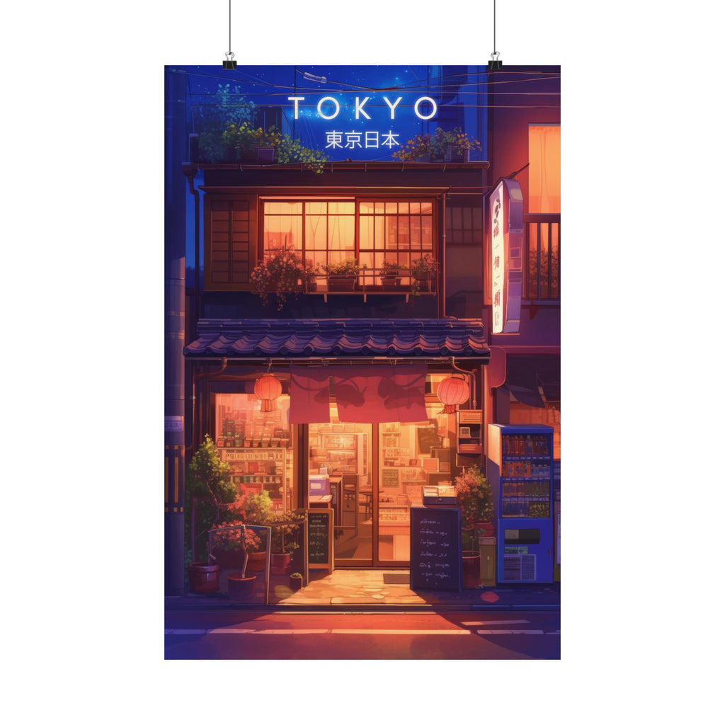 Night Coffee Cafe Anime Poster