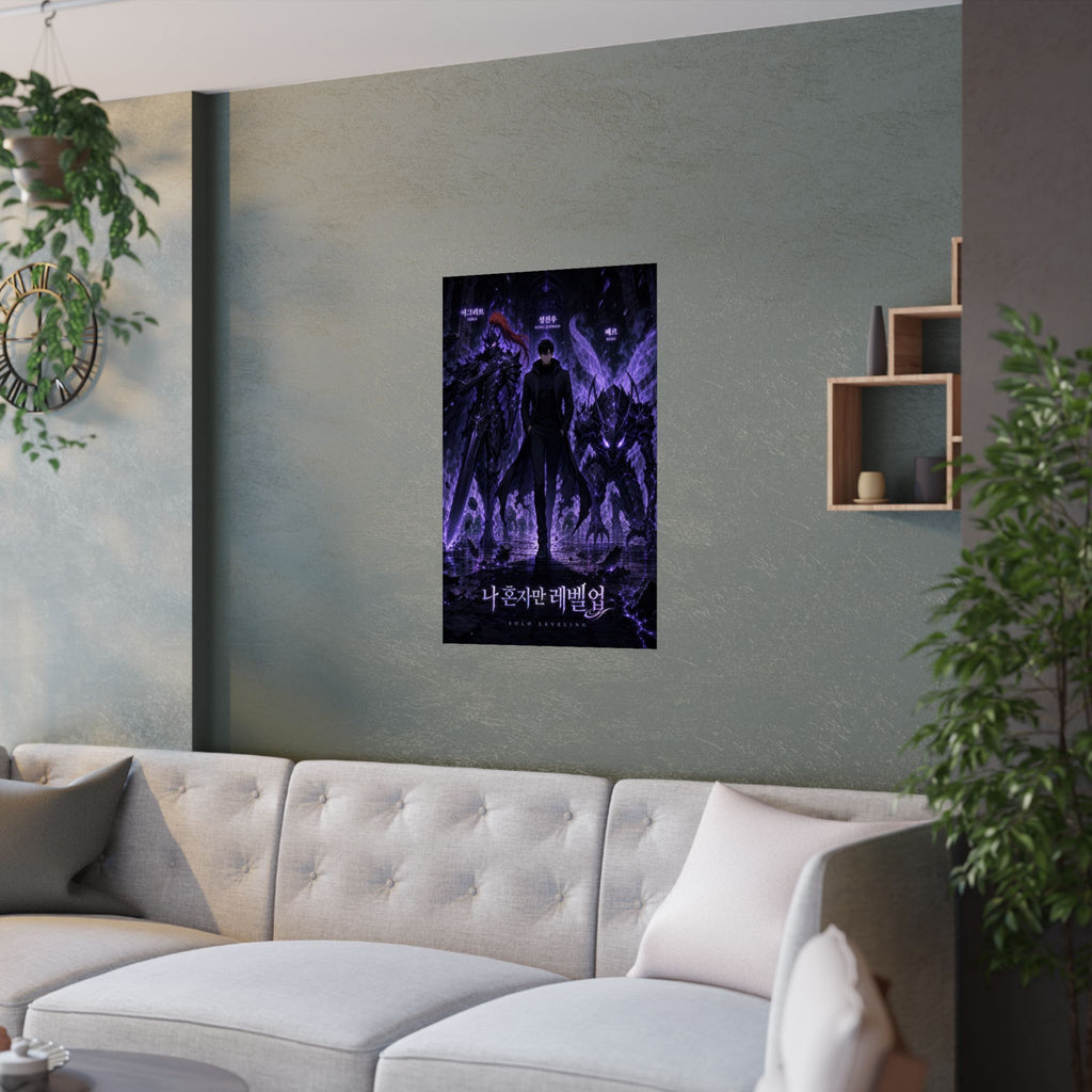 Solo Leveling Sl04 Jinwoo Igris Beru Named Shadows Cinematic Manhwa Anime Poster
