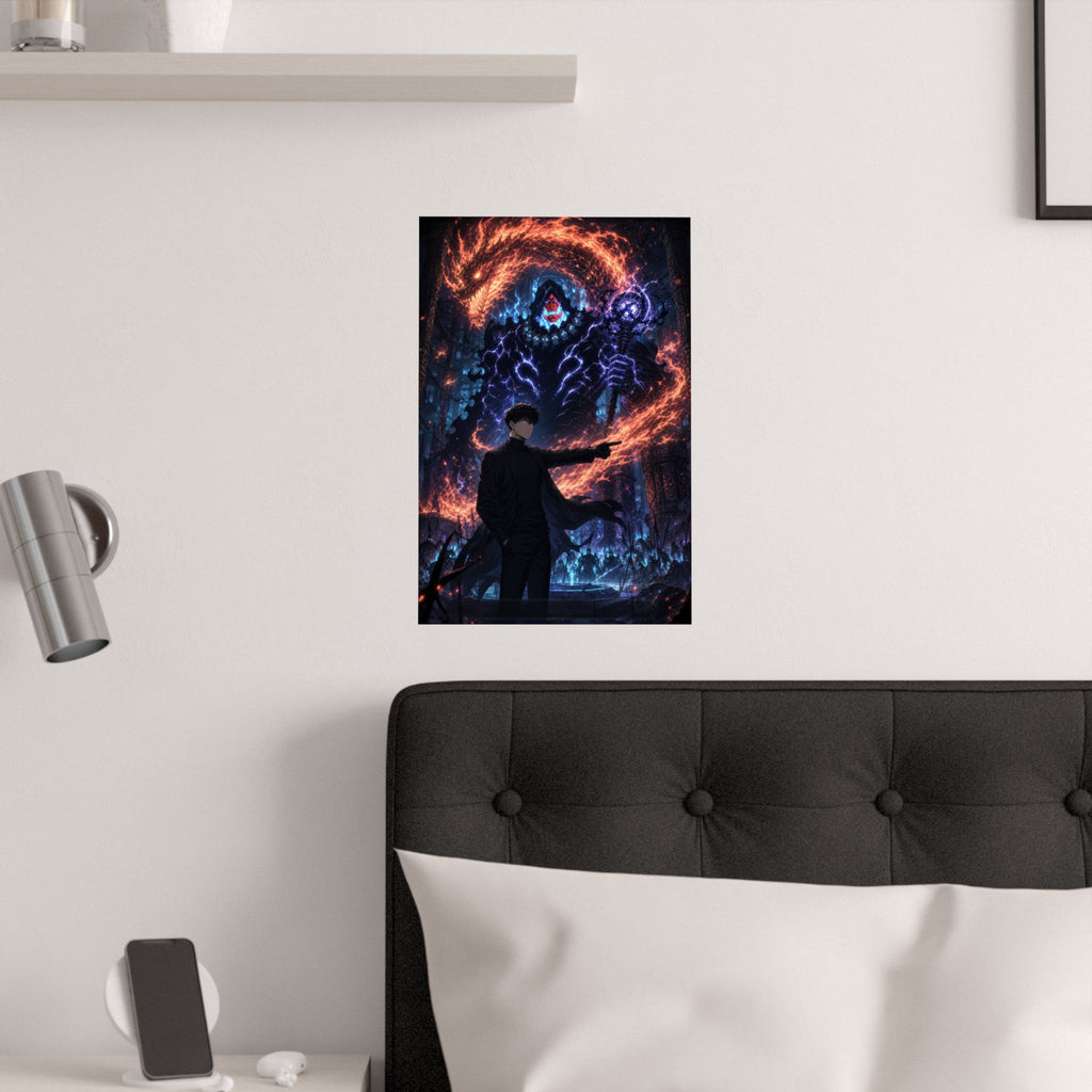 Solo Leveling Sl56 Jinwoo Tusk Hellfire General Anime Poster