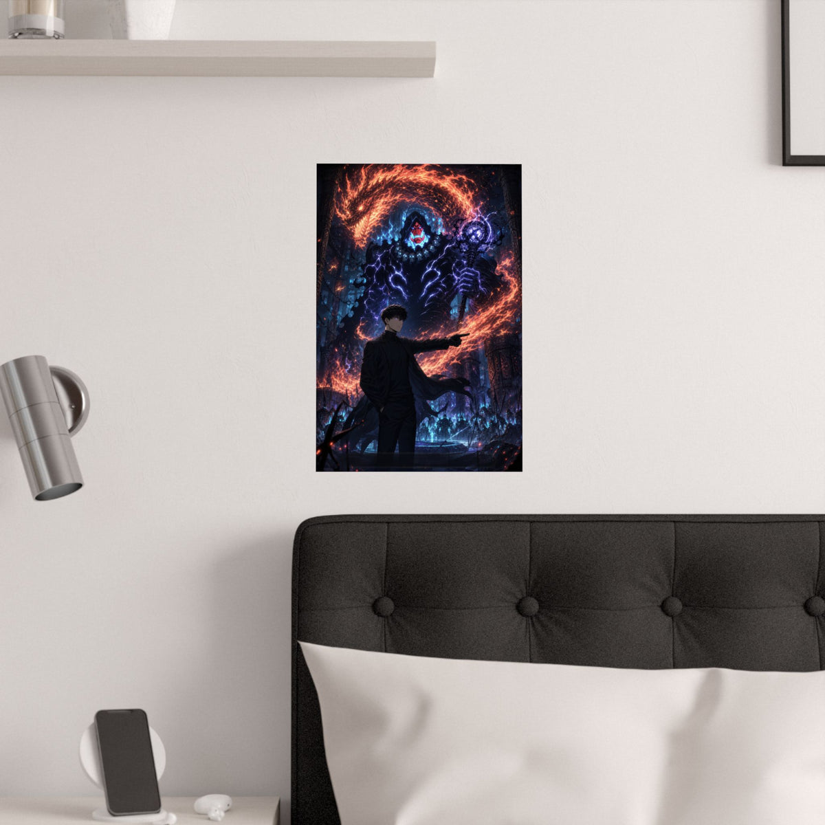 Solo Leveling Sl56 Jinwoo Tusk Hellfire General Anime Poster