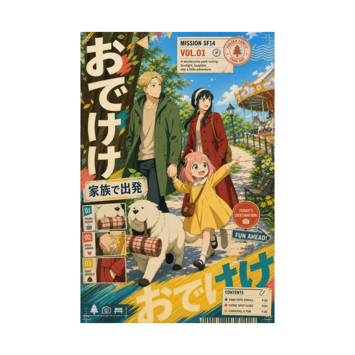 Forger Spy x Family Anime Poster Family Park Odekeke Colorful Travel Poster