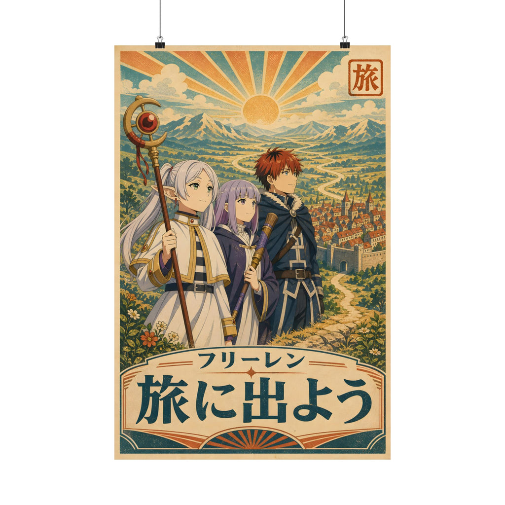 Frieren Fr16 Retro Travel Anime Poster