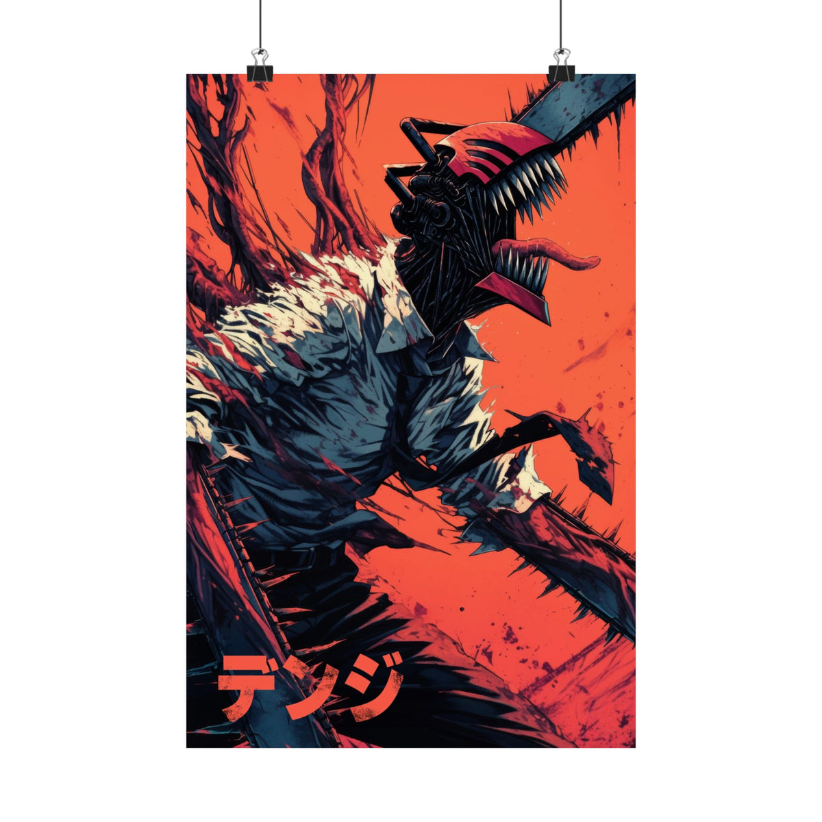 Denji Chainsaw Man Red Anime Poster