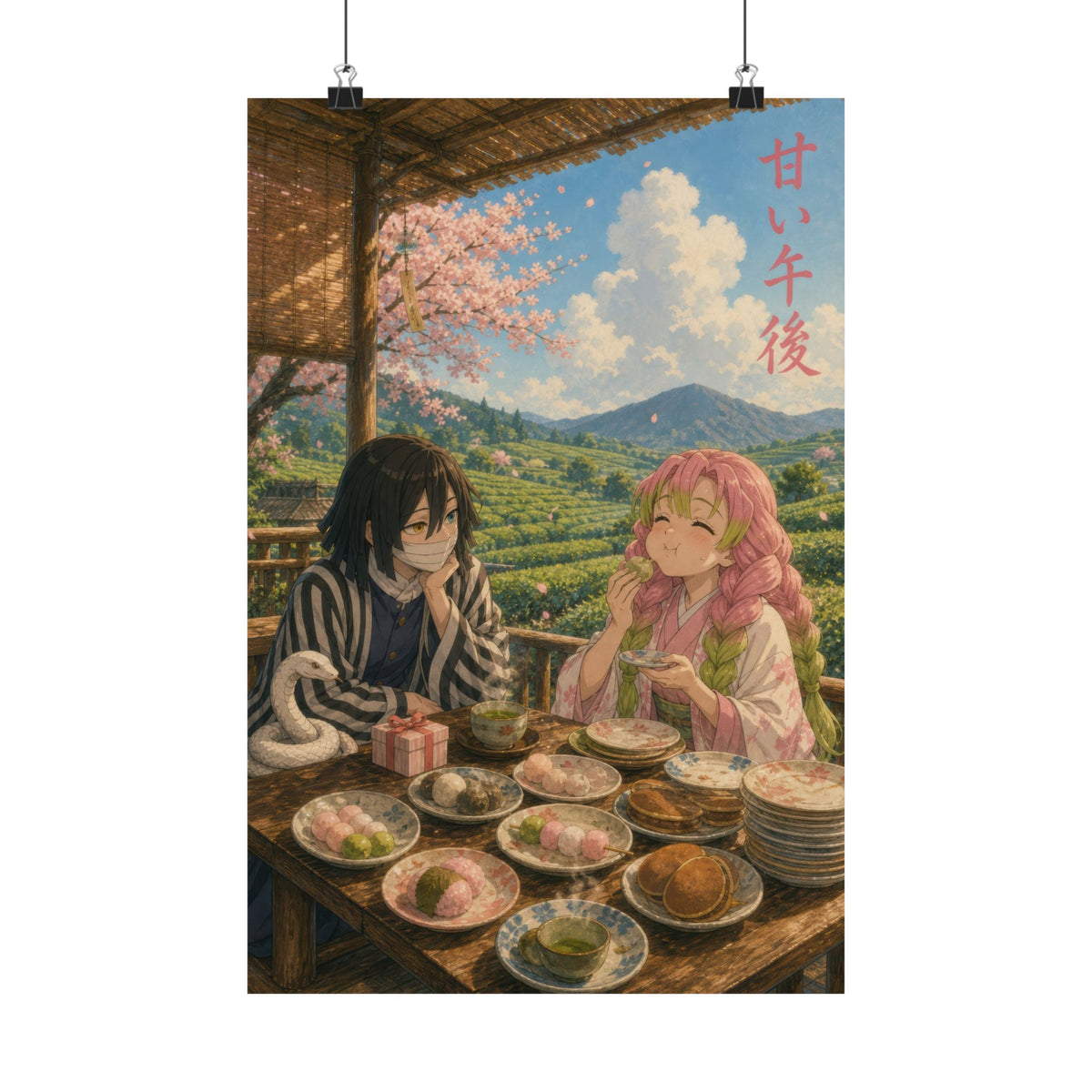 Demon Slayer Obanai Mitsuri Ghibli Teahouse Date Anime Poster